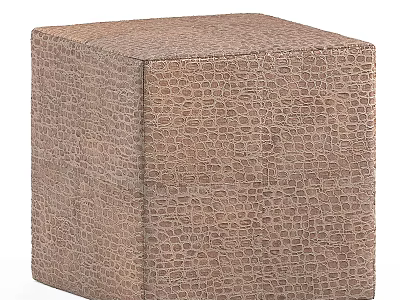 Stylish Brown Crocodile Texture Cube Shaped Accent Chair Modern Decorative Seating 3d model