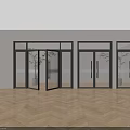 Modern Interior Featuring Black Frame Glass Double Doors And Wooden Flooring