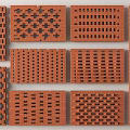 Multiple Red Brick Wall Designs Featuring Perforated Patterns And Grid Structures 3d model