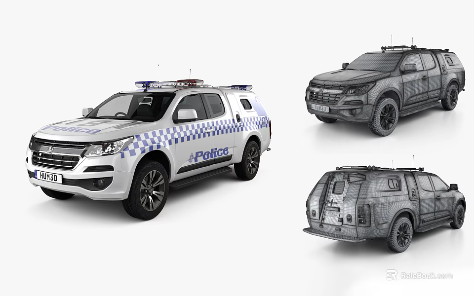 Detailed Police Car 3D Models With Front Side And Rear Design Views 3d model 