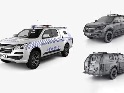 Detailed Police Car 3D Models With Front Side And Rear Design Views 3d model
