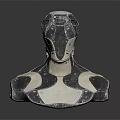 Abstract Character Creature Sculpture With Black And White Geometric Design Shiny Surface