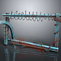 Vintage Style Metal Structure with Multiple Hooks Neon Light and Wires