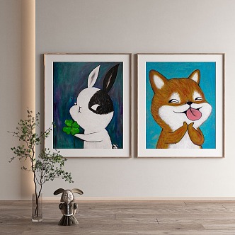 Modern Animal Painting Decorative Painting 3d model