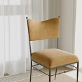 Brown Velvet Single Chair With Black Metal Frame In Modern Living Room Interior