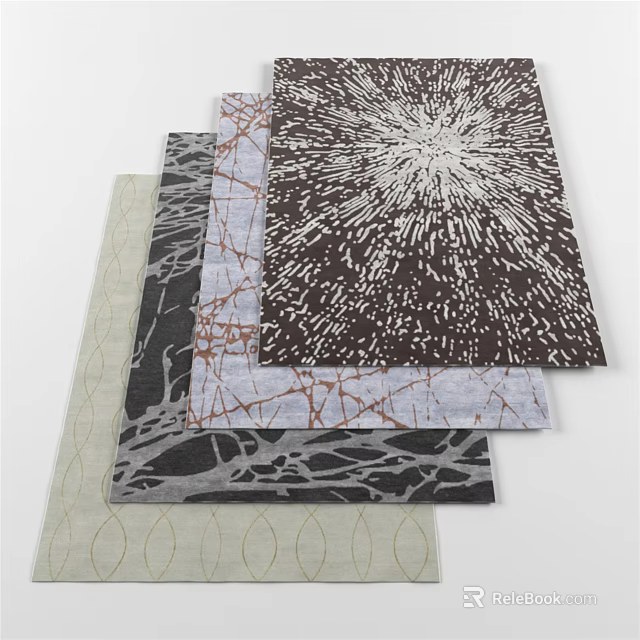 Square Rugs With Abstract Patterns And Textured Designs In Multiple Colors 3d model