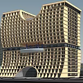 Modern hotel building wave square shape hotel office building 3d model