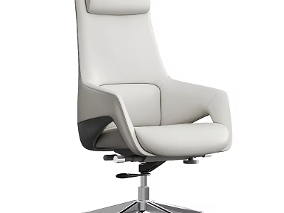 Modern White Leather Desk And Swivel Chair Set With Metal Base And Comfortable Design 3d model