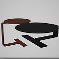 Modern Coffee Table With Orange And Black Round Top And Geometric Base 3d model