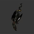 Mystical Game Movie Character Dragon With Red Eyes Open Mouth Wings And Golden Tail Tip