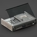 Vintage Audio Cassette Player with Wooden Panel Open Lid and Control Buttons