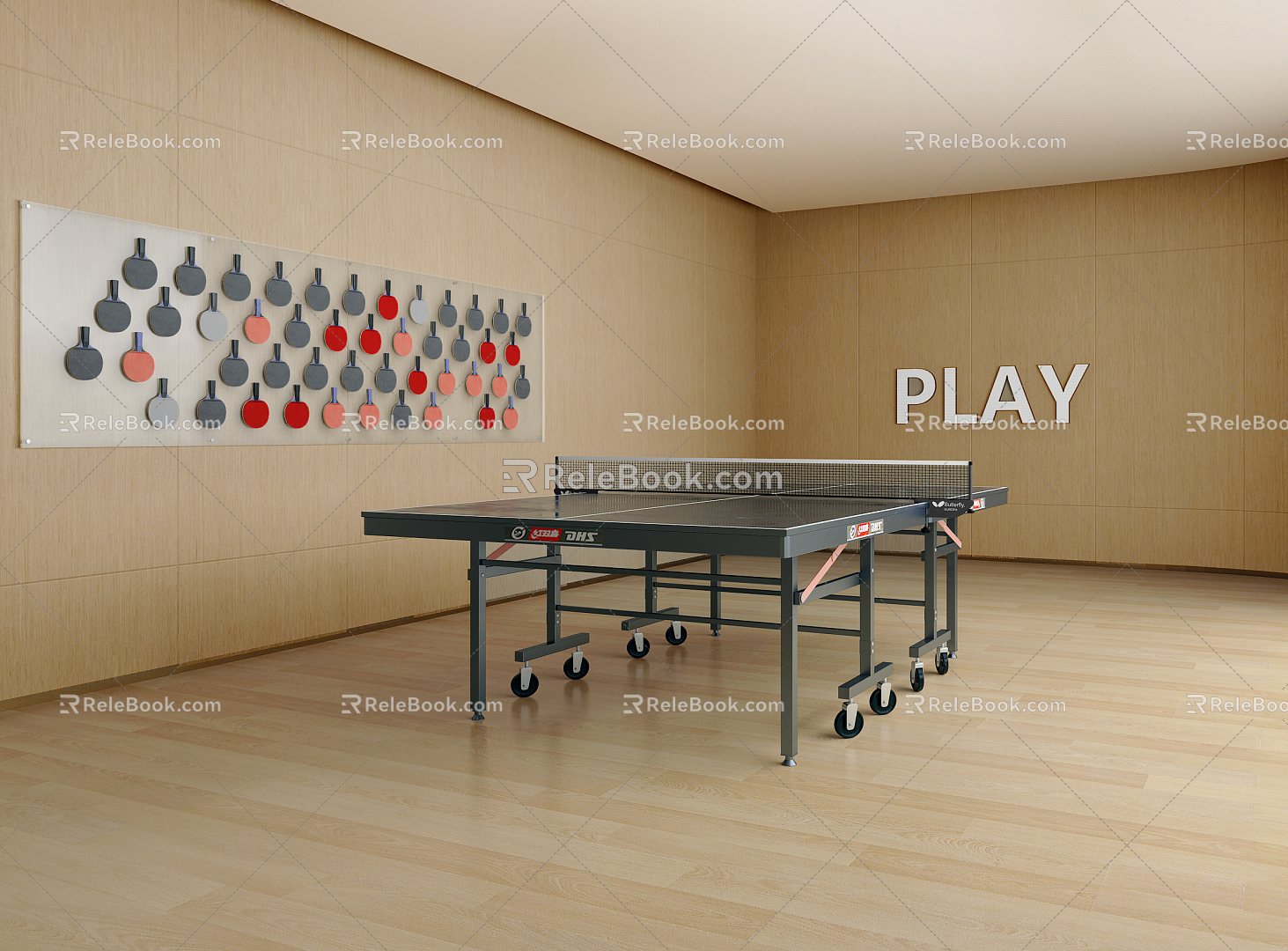 Modern table tennis room 3d model