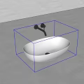 White Oval Shaped Washbasin With Silver Faucet On Gray Countertop