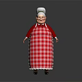 Elderly Game and Movie Character with White Chef Hat Red Top Red White Checkered Apron