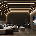 Modern Home Theater Interior With Arched Lighting And Comfortable Seating 3d model