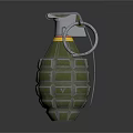 Green Military Hand Grenade With Metal Body Ribbed Surface And Safety Pin