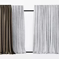 Long Brown and Gray Soft Textured Fabric Curtains Hanging on Rods