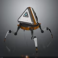 Mechanical Robot Character With Triangular Top Blue Eye And Spider Like Legs 3d model