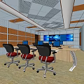 Modern Control Room Setup With Multiple Monitoring Screens Ergonomic Chairs And Metal Grid Walls