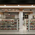 Modern Spacious Supermarket Interior With Shelves Full Of Products Checkout Counter And Bright Lighting