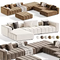 Modern L Shaped Sofa Set With Ottoman And Multiple Color Options 3d model