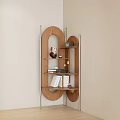 Modern Wooden Decorative Cabinet With Multiple Shelves Books And Decor Items In Corner