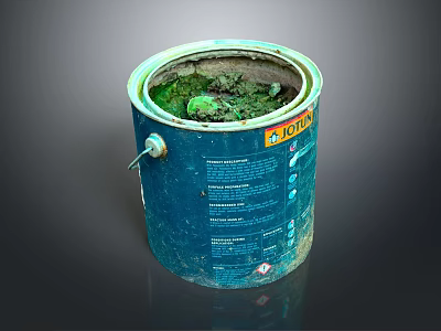 Blue Labeled Drum With Green Substance Inside And Printed Instructions On Surface 3d model