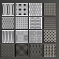 Modern Wall Panels Featuring Various Perforated Grid And Textured Patterns