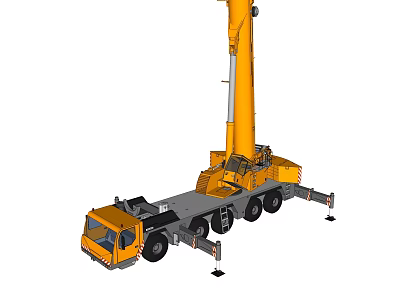 Yellow Mobile Crane Functional Vehicle With Extended Boom And Heavy Duty Chassis 3d model