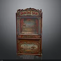 Vintage Dancing Sam Machine With Painted Stage Design And Red Decorative Exterior