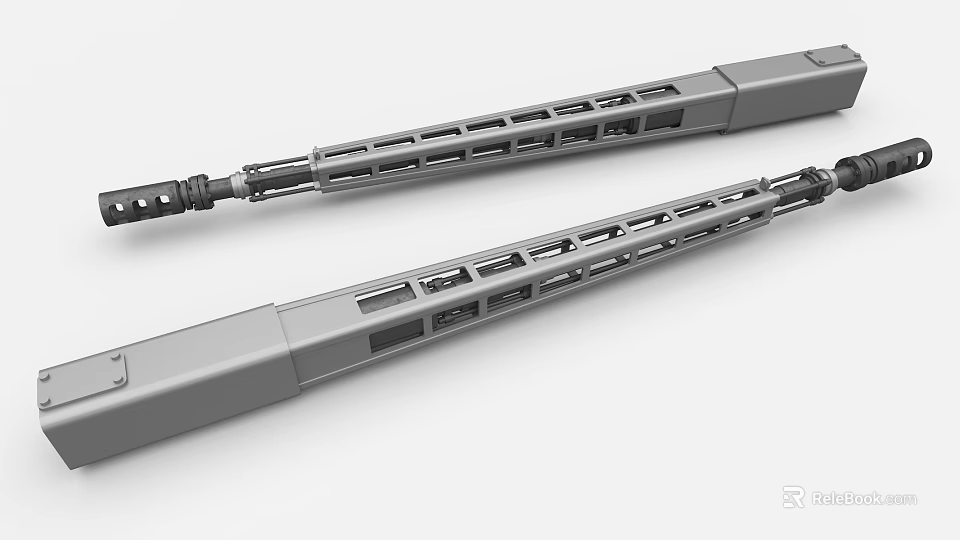 Industrial Metal Equipment Long Strip Structural Design With Holes And Slots 3d model 