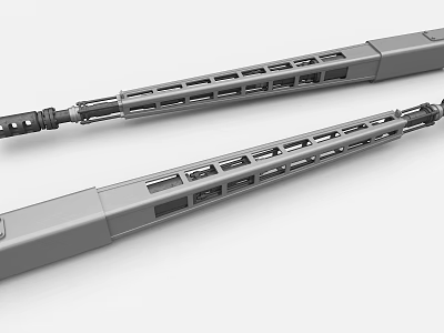 Industrial Metal Equipment Long Strip Structural Design With Holes And Slots 3d model