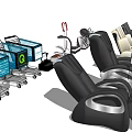 Modern Massage Chair With Black Beige Leather Ergonomic Design And Control Panel Wheels