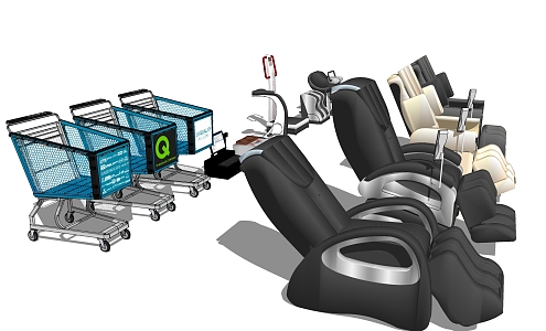 modern massage chair massage chair shopping cart cash register 3d model