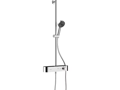 Modern Chrome Wall Mounted Shower System With Overhead And Handheld Sprays 3d model