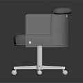 Light Gray Office Chair With Transparent Armrests And Metal Base Wheels