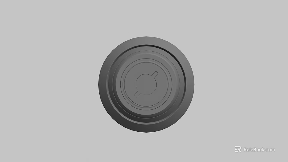Black Circular Cover Featuring Central Symbol And Smooth Surface Design 3d model 