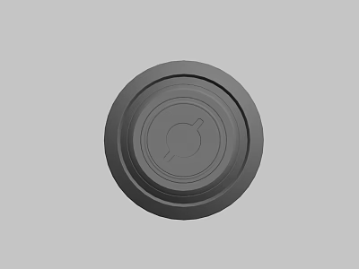 Black Circular Cover Featuring Central Symbol And Smooth Surface Design 3d model