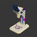 Binocular Microscope With White Base Blue Accents And Stage Illumination 3d model