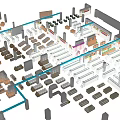 Shopping Mall Store Layout Design With Multiple Shops Corridors And Zones 3d model