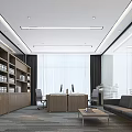 Modern Office Landscape Interior With Curved Ceiling Large Windows Green Plants Circular Seating And Columns