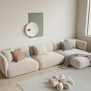 Modern Cream Style Corner Sofa Cream Corner Sofa 3d model