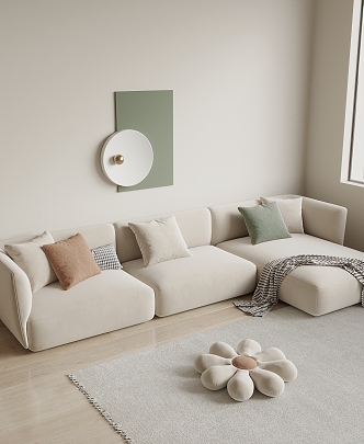 Modern Cream Style Corner Sofa Cream Corner Sofa 3d model