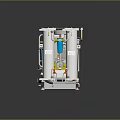 Industrial Machinery With Control Panel Blue Components Yellow Piping And White Frame