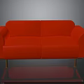 Stylish Modern Red Sofa With Metal Legs And Comfortable Soft Upholstery