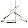 Modern Double Ring Pendant Light With Metallic Frame And Hanging Cables 3d model