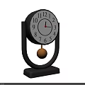 Stylish Black Frame Clock with White Dial Black Numbers Gold Pendulum and Black Base 3d model