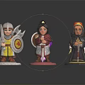 Colorful Character And Creature Figurines Featuring Armored Warriors Robed Mages Colored Bases