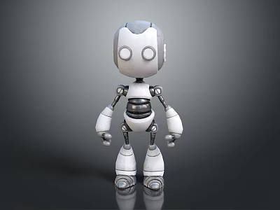 Smart Machine Humanoid Robot With White Gray Body And Mechanical Structure 3d model