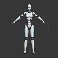Futuristic Humanoid Robot With White Blue Mechanical Structure And Standing Pose 3d model